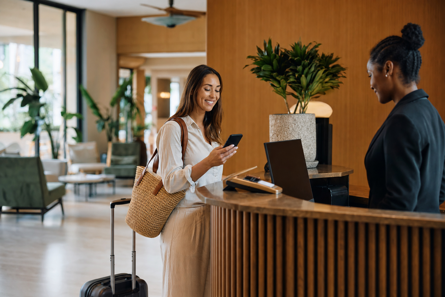 Guest arriving at a hotel